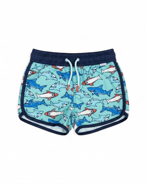 Blue Shark Print Swim Trunks, Coral Pink Shark Swim Trunks & 3 more
