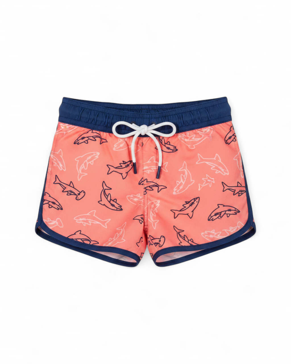 Blue Shark Print Swim Trunks, Coral Pink Shark Swim Trunks & 3 more