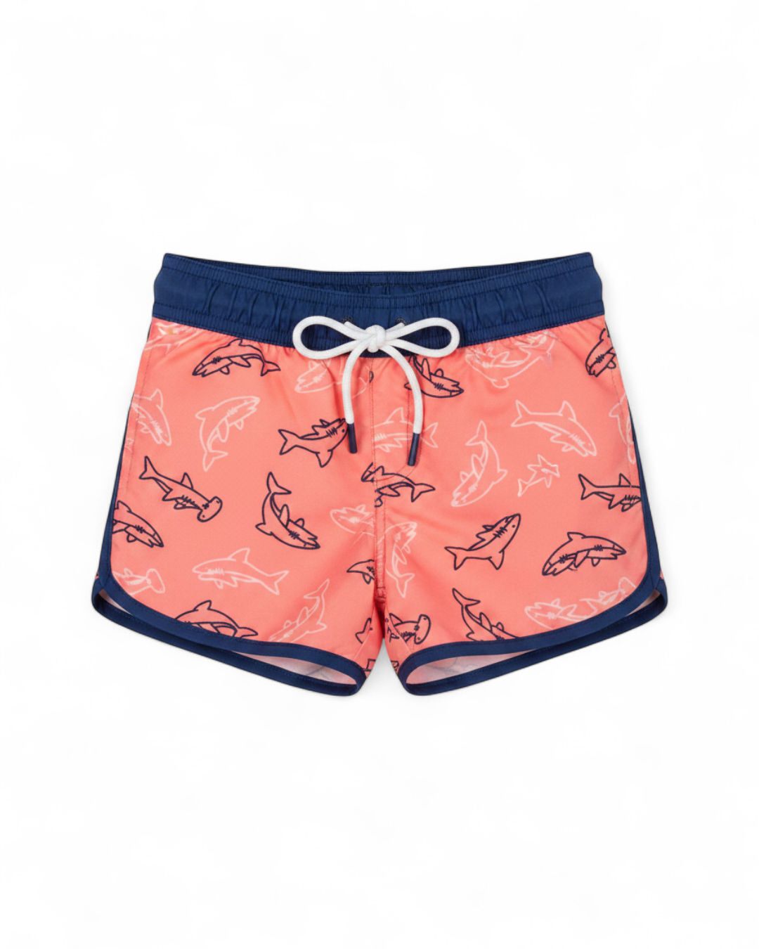 Blue Shark Print Swim Trunks, Coral Pink Shark Swim Trunks & 3 more