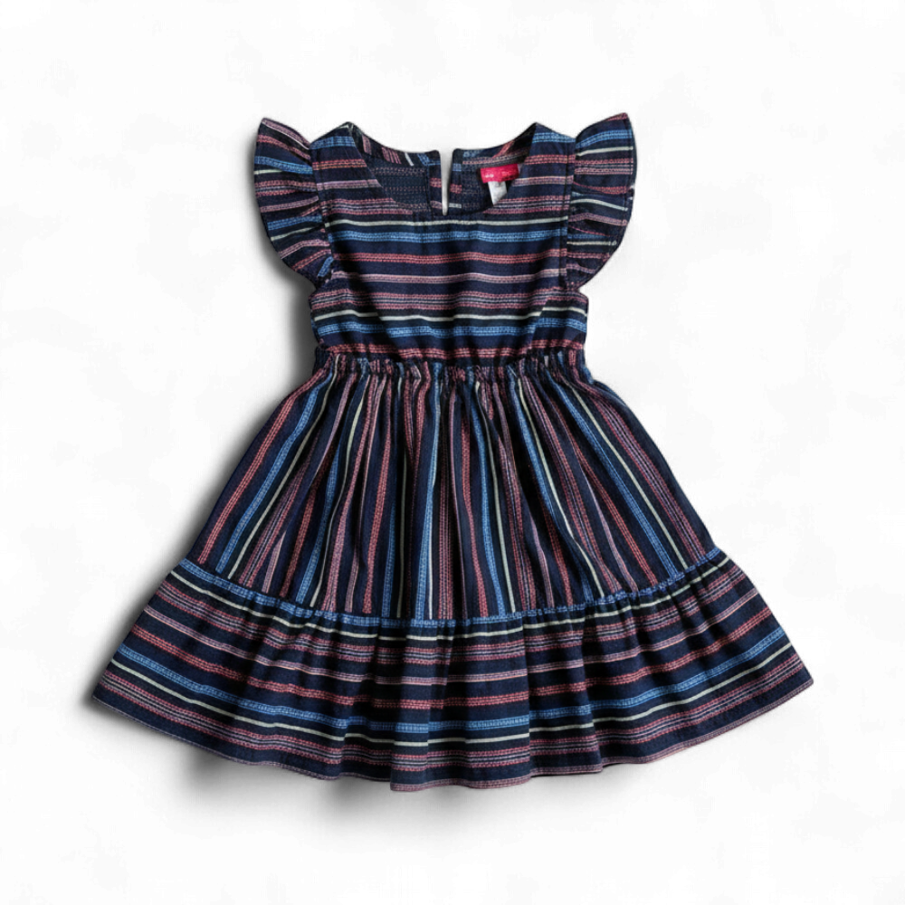 Multicolor Striped Tiered Dress