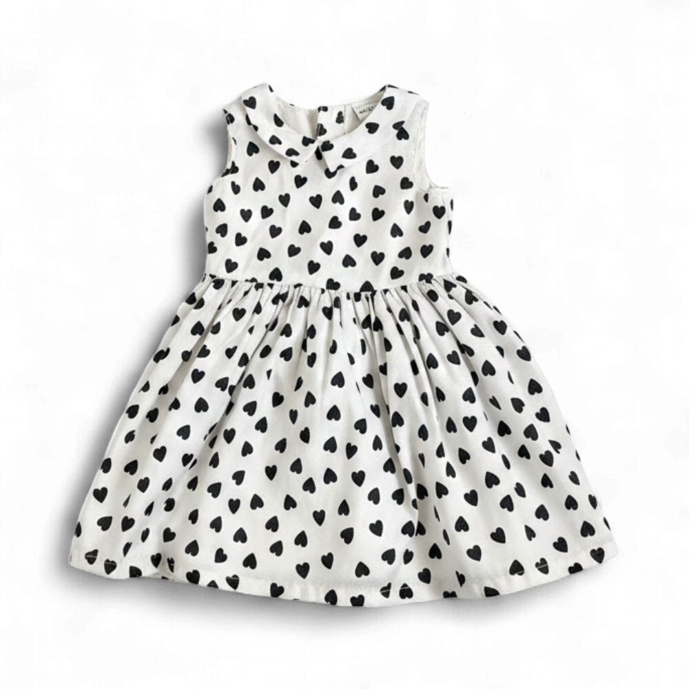 Carter's White and Black Heart Print Dress
