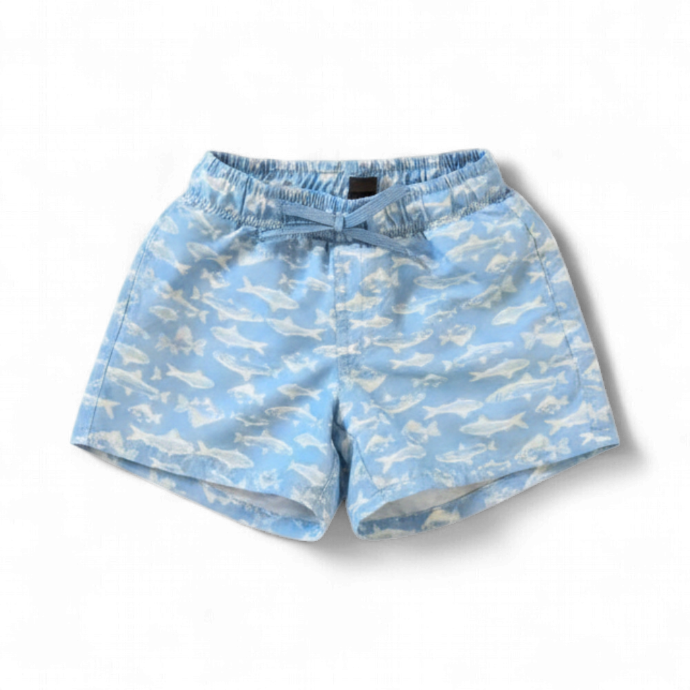 Eddie Bauer Blue Fish Print Swim Trunks