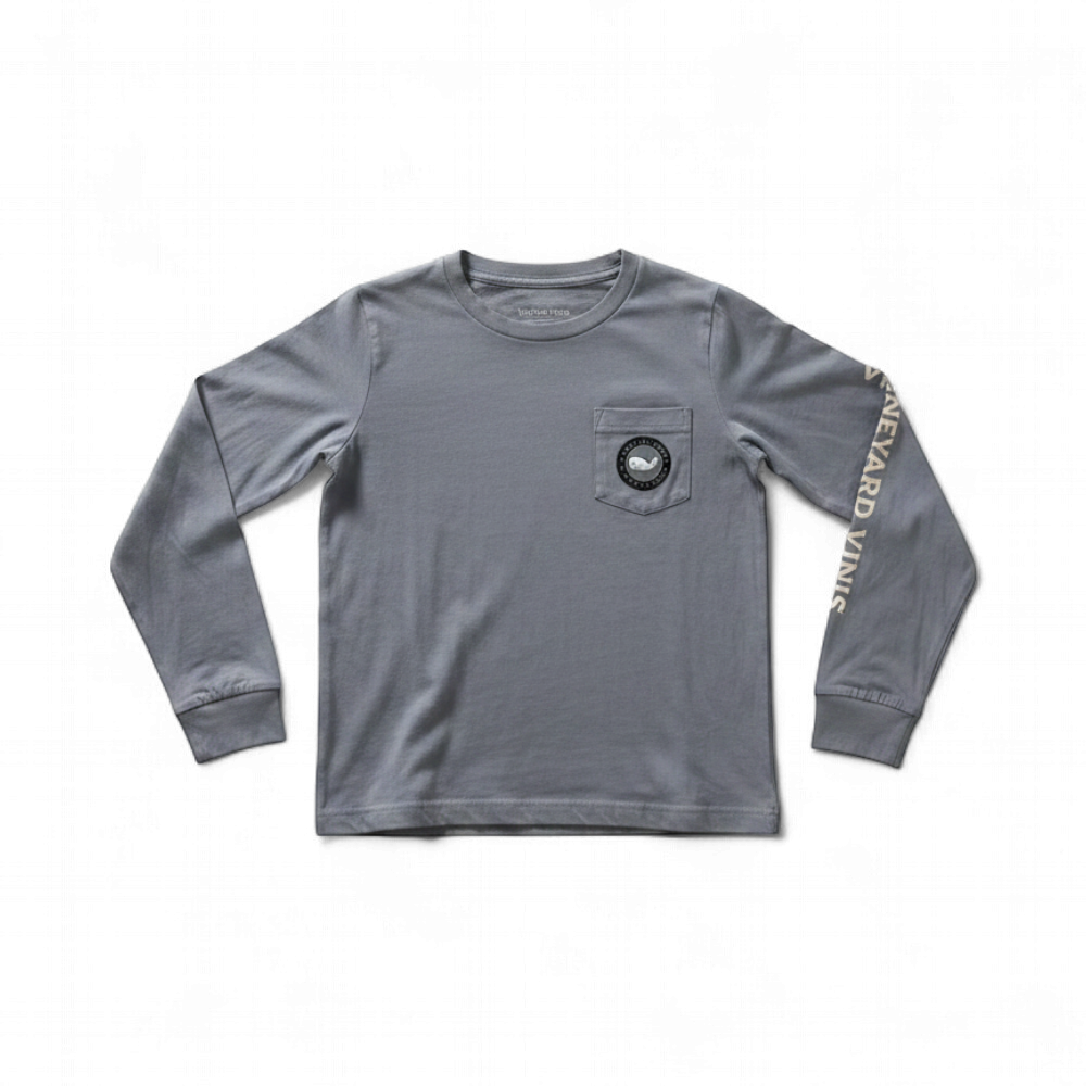 Grey Vineyard Vines Long Sleeve Pocket Tee