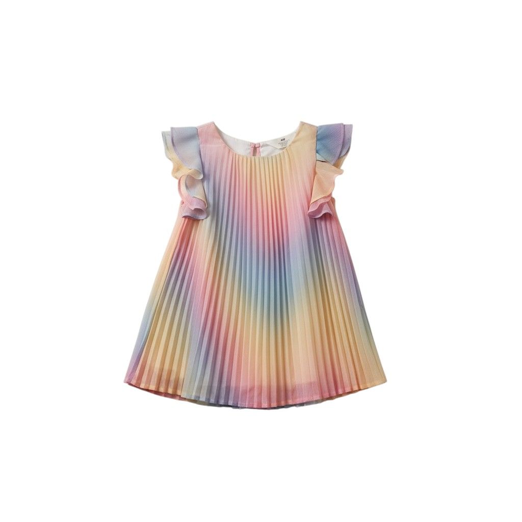 H&M Kids Pleated Rainbow Ombre Dress — 2T
