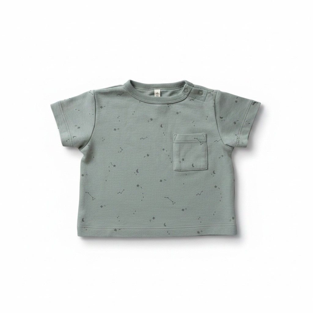 Quincy Mae Sage Constellation Pocket Tee — 3-6M