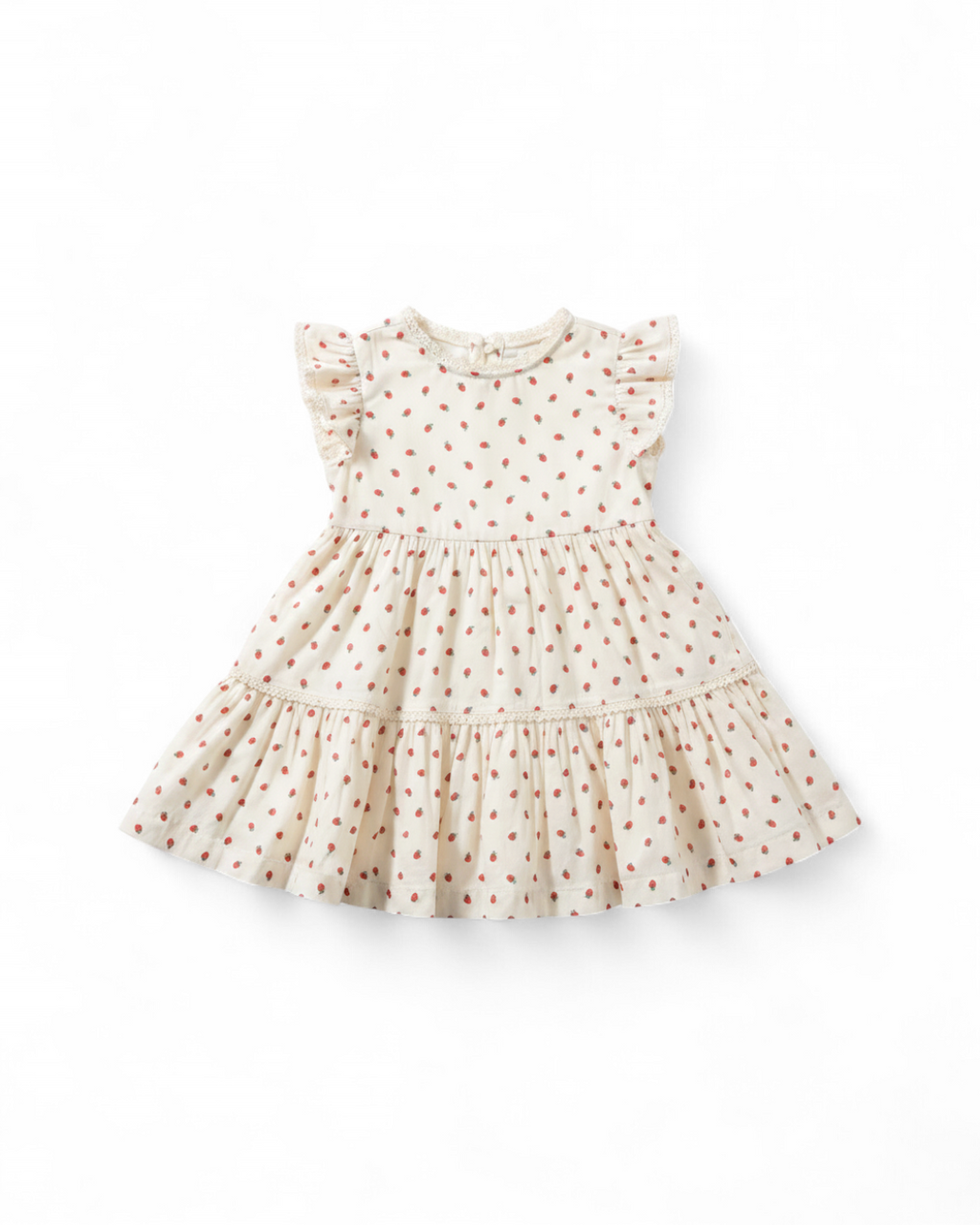 Strawberry Print Flutter Sleeve Dress