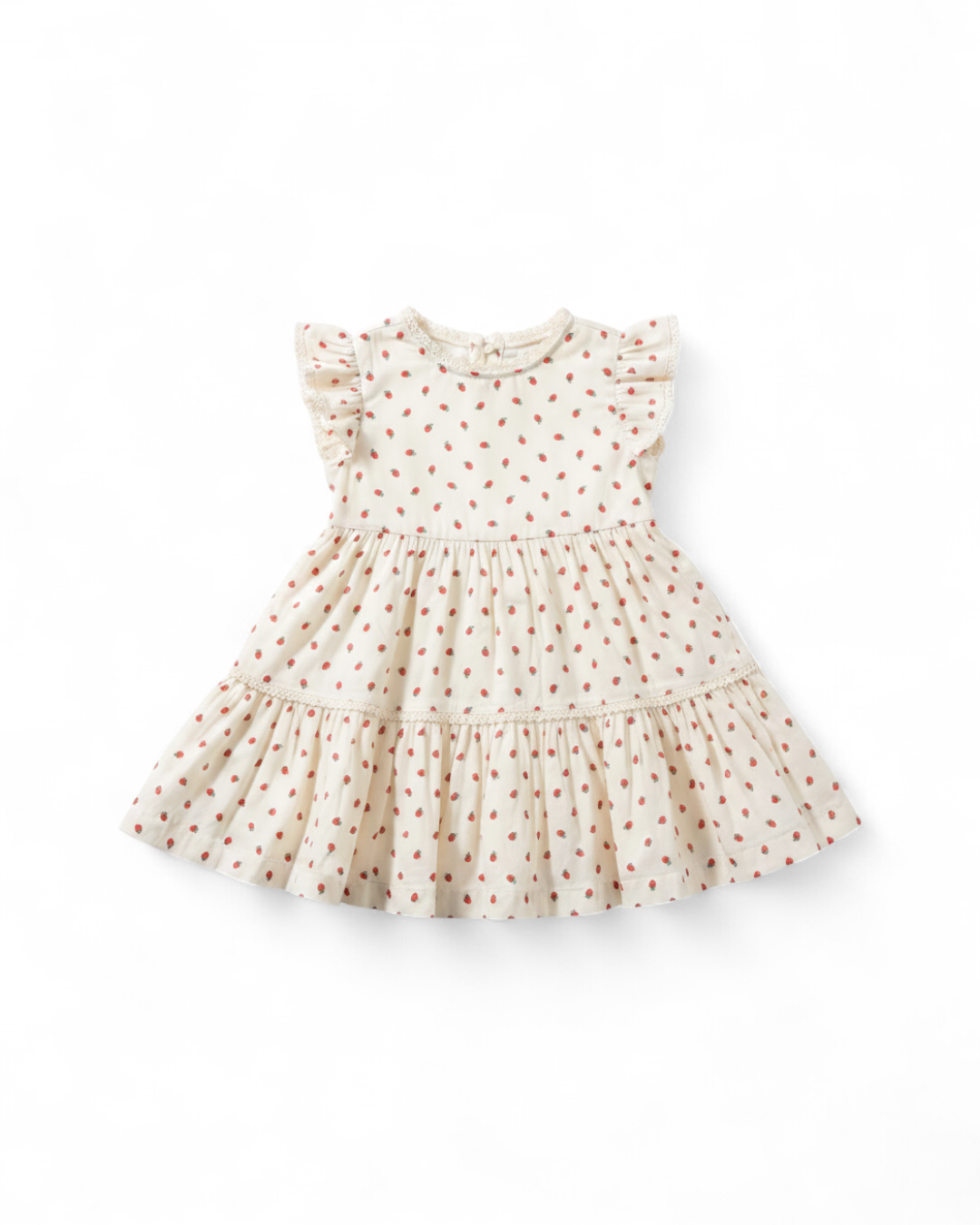 Strawberry Print Flutter Sleeve Dress