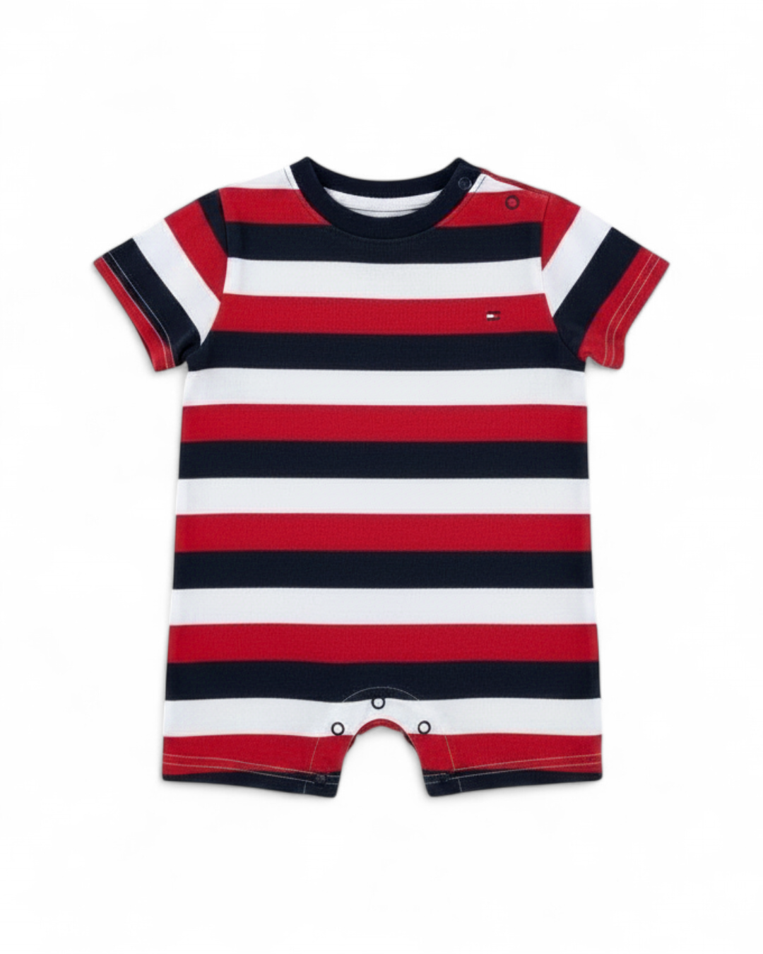 Tommy Hilfiger Striped Short Sleeve Romper — 12M