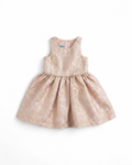 Girls Pink Gold Metallic Floral Dress