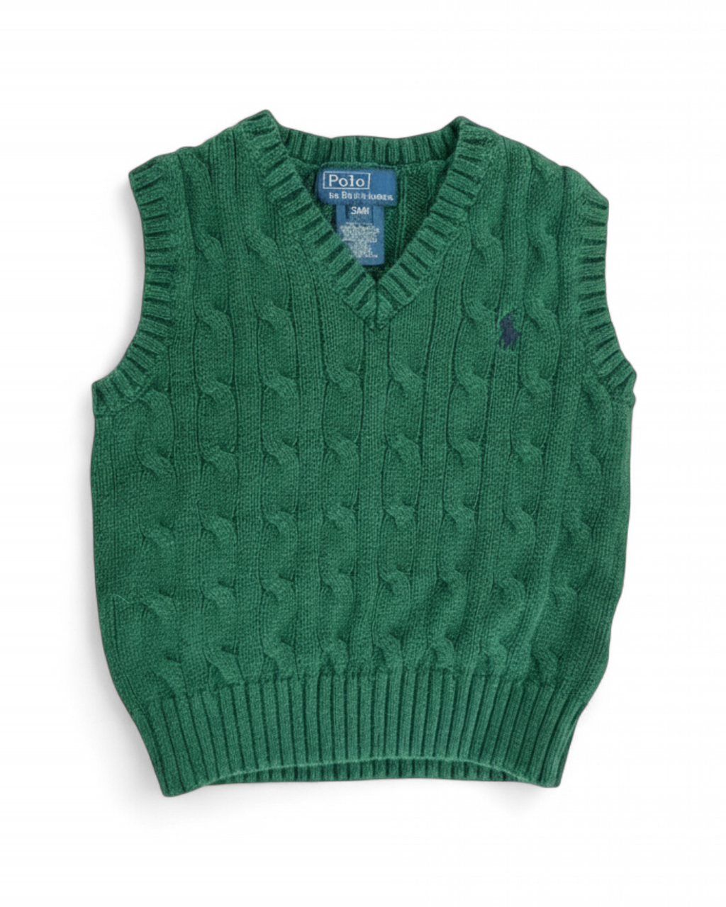 Polo Ralph Lauren Green Cable-Knit Sweater Vest — 24M