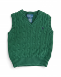 Polo Ralph Lauren Green Cable-Knit Sweater Vest — 24M