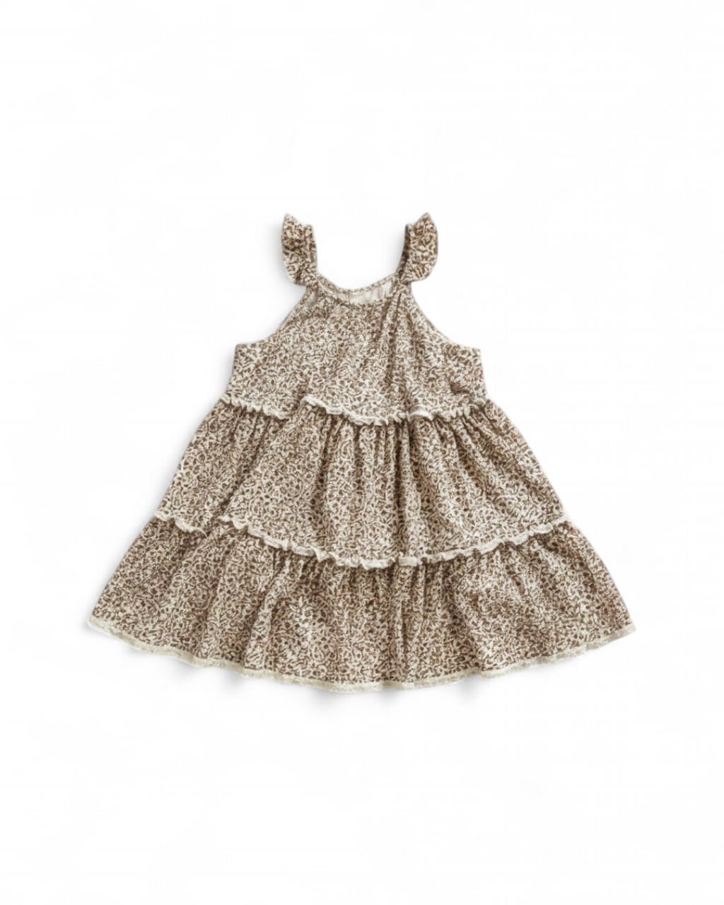 Rylee and Cru - Beige Floral Tiered Ruffle Dress