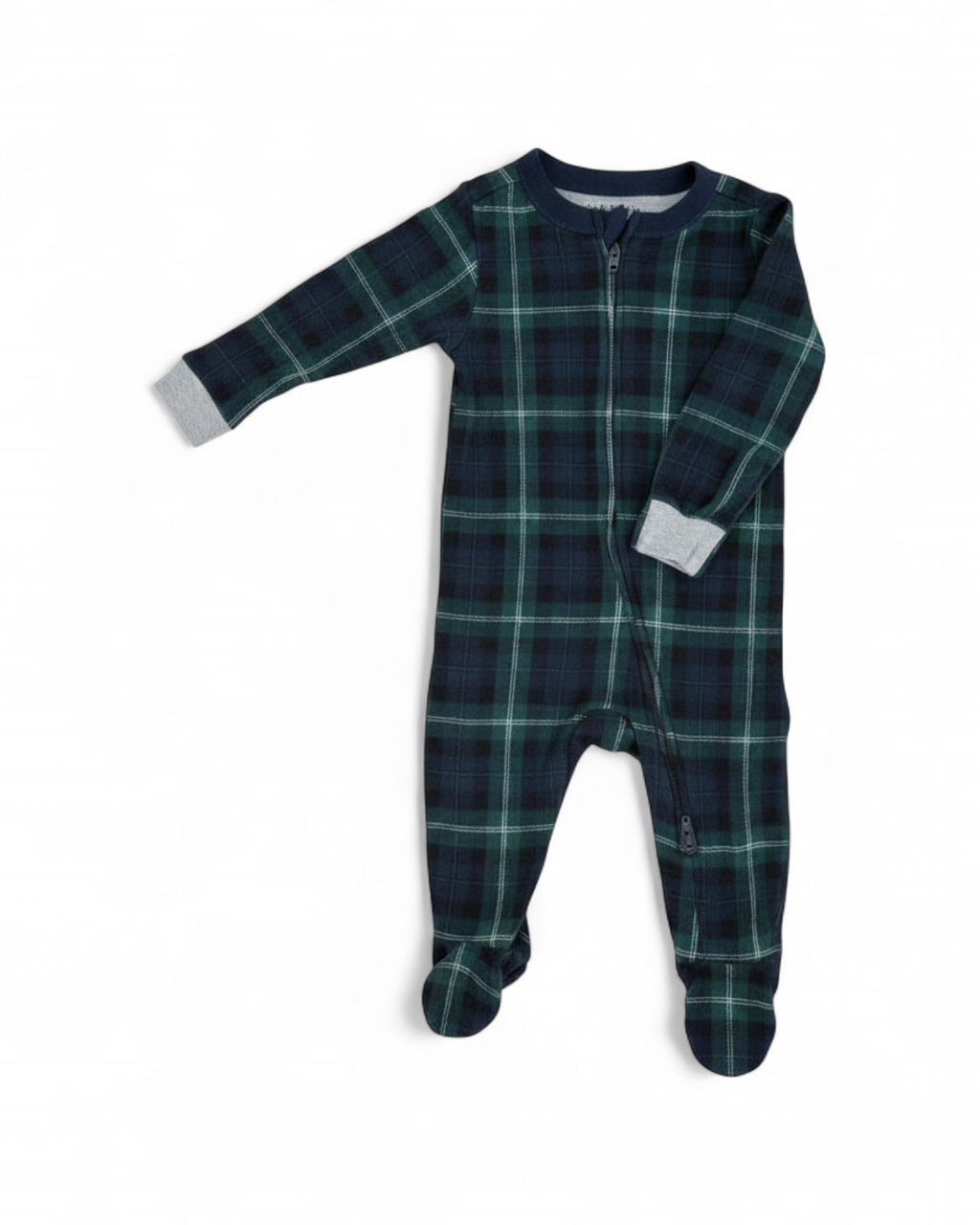 Old Navy Plaid Fleece Footed Pajamas — 3-6M