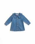 Zara Blue Embroidered Denim Peter Pan Collar Dress