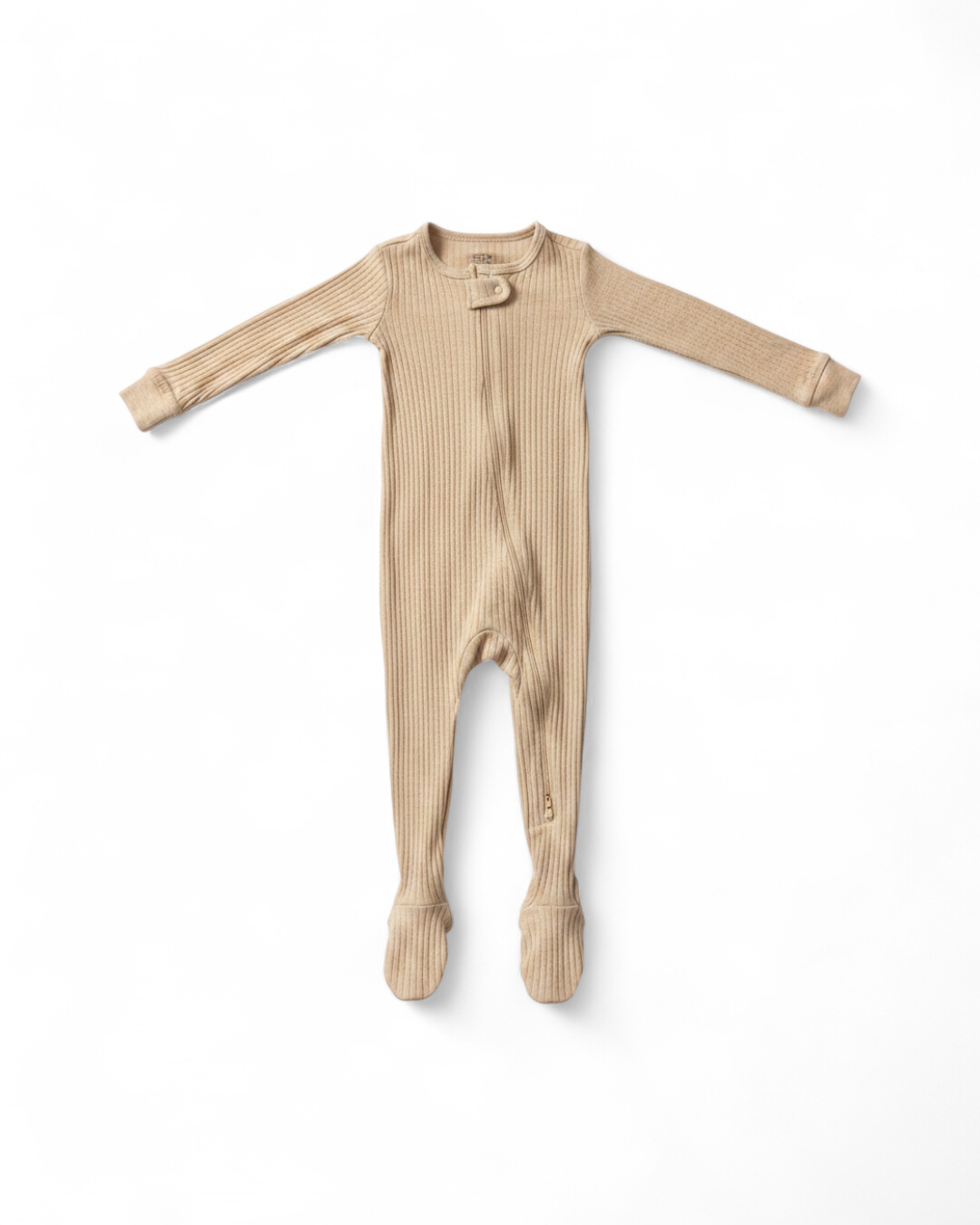 H&M Tan Ribbed Footed Sleeper — 6-9M