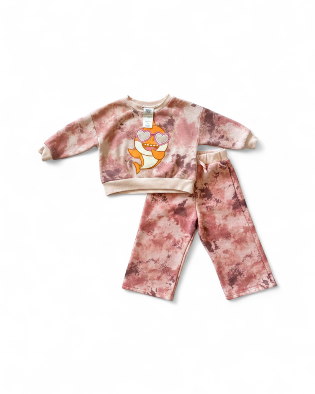 Pink Tie Dye Baby Shark Sweatshirt and Pants Set