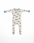 White Car and Bear Print Footed Sleeper