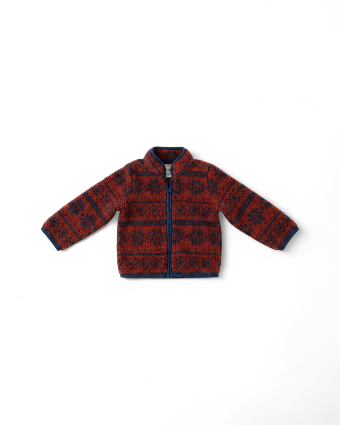 Red Nordic Print Fleece Zip Jacket