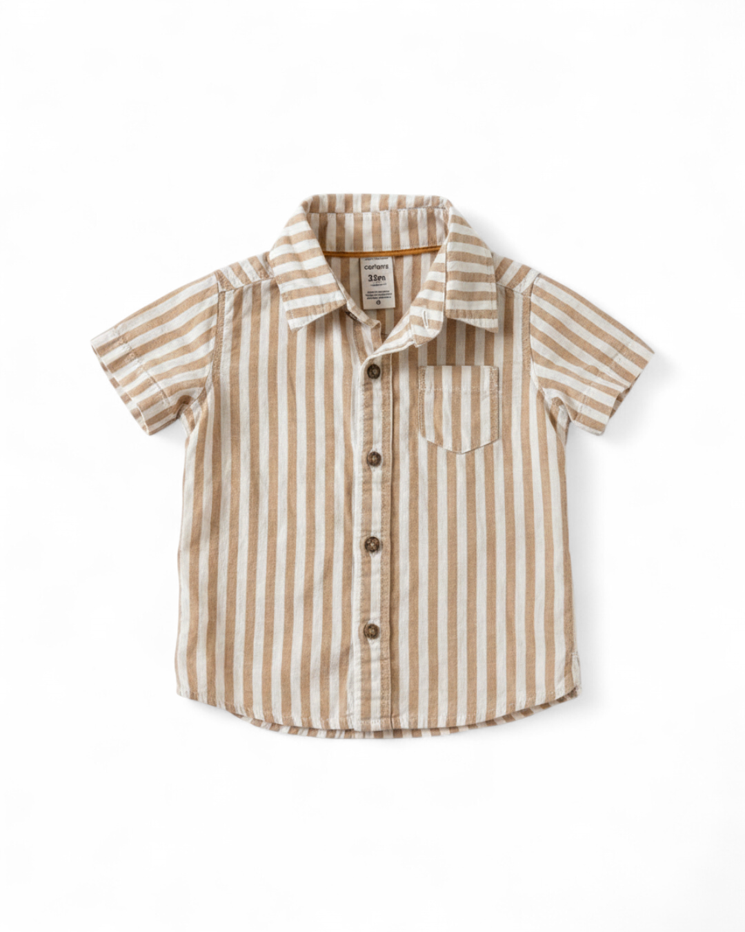 Tan and White Striped Button Down