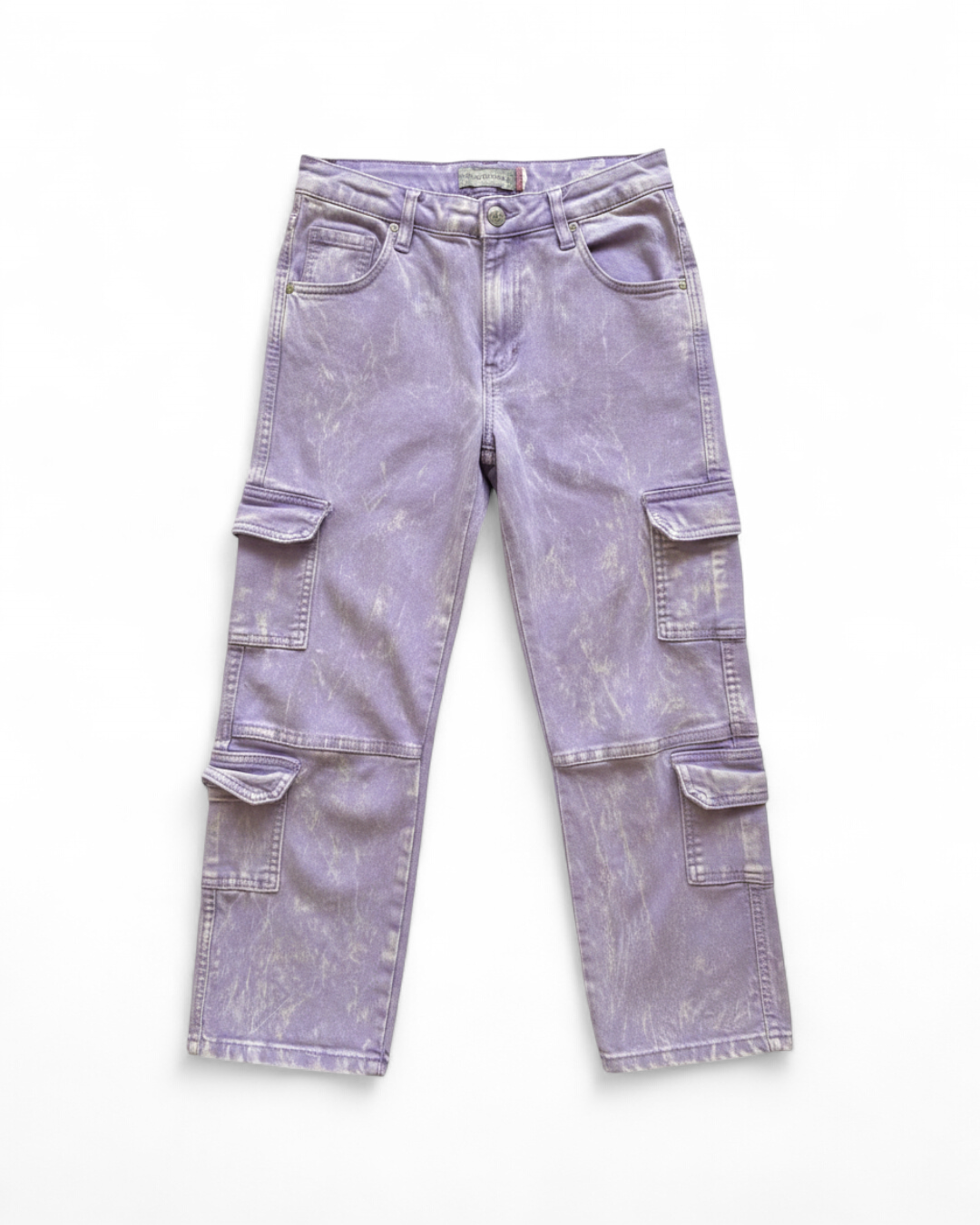 Purple Acid Wash Cargo Pants