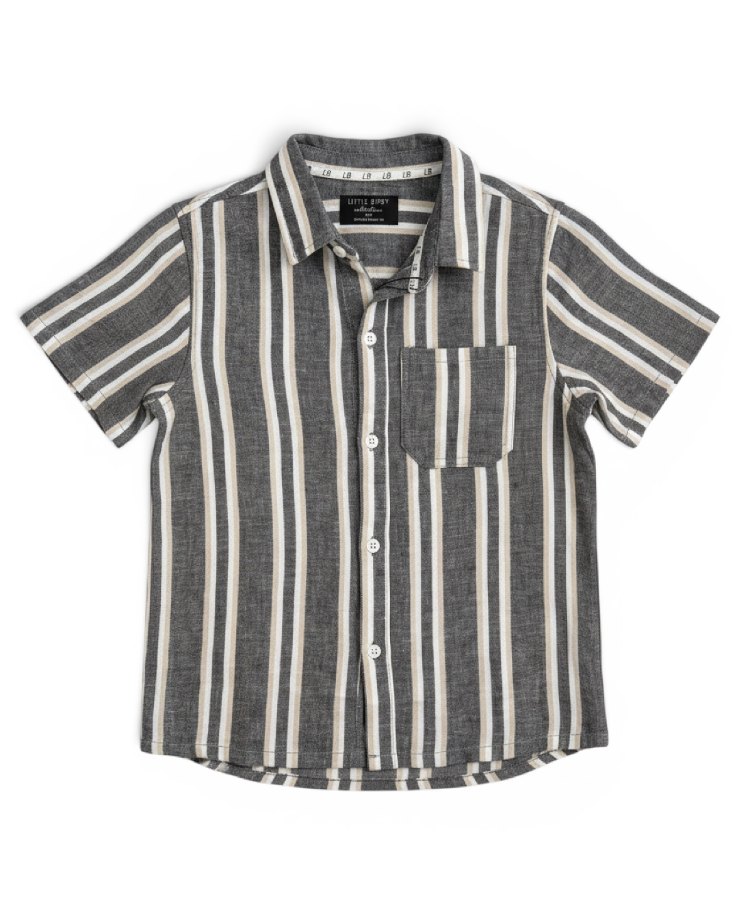 Little Bipsy Striped Short Sleeve Button Down Shirt