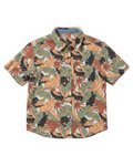 Multicolor Tropical Leaf Short Sleeve Button Down Shirt