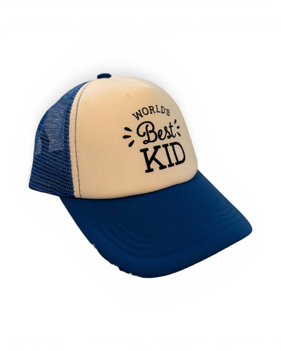 Blue and White World's Best Kid Trucker Hat